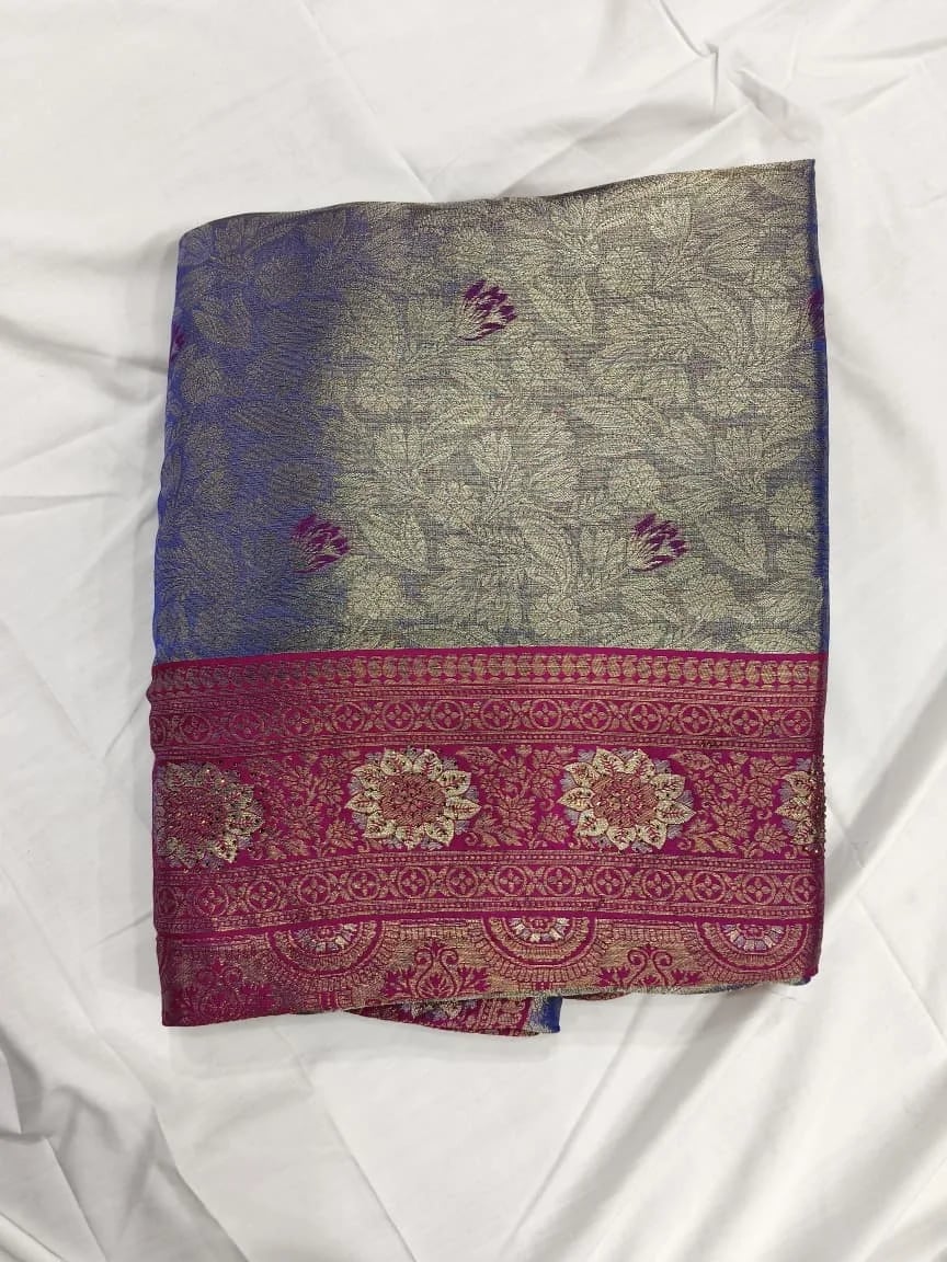 South Indian Kath Padar Saree, Neeli