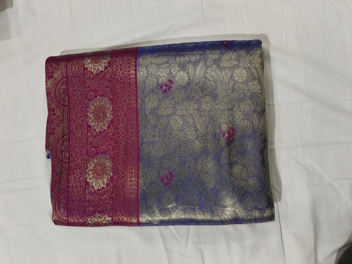 South Indian Kath Padar Saree, Neeli