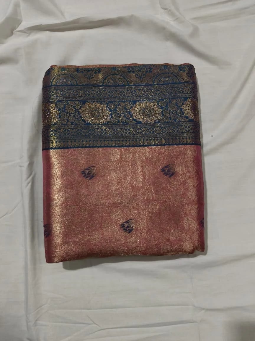 South Indian Kath Padar Saree, Gulabi