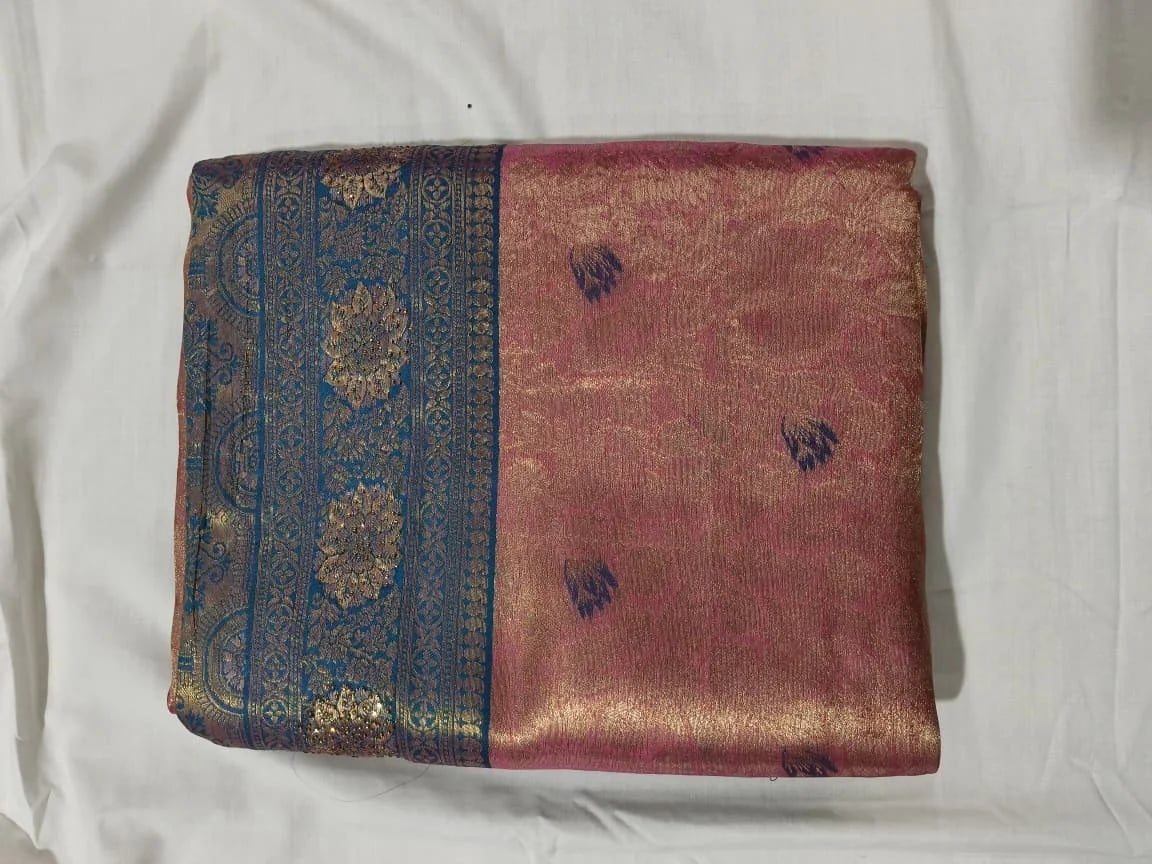 South Indian Kath Padar Saree, Gulabi